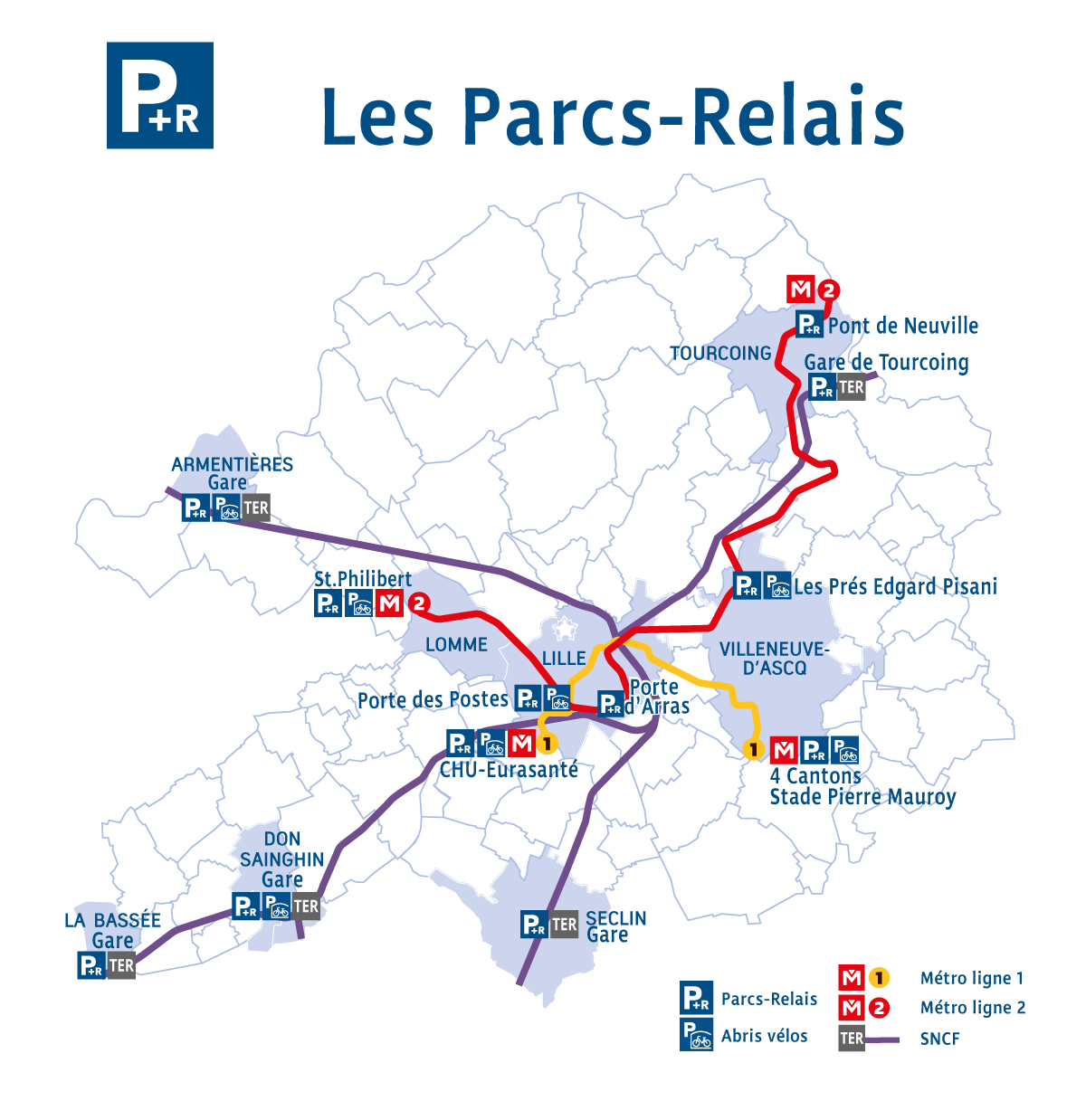 Carte des parcs relais