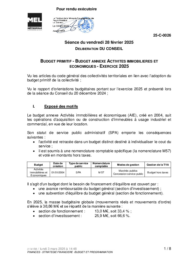 Budget Primitif 2025 Budget Activités immobilières économiques (.pdf)