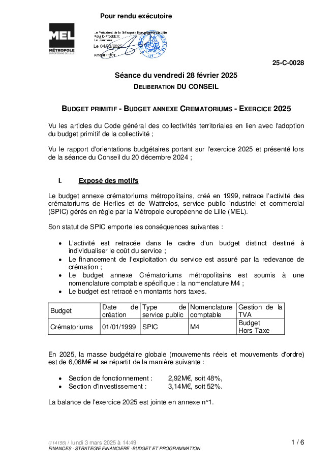 Budget primitif 2025 Crématoriums (.pdf)