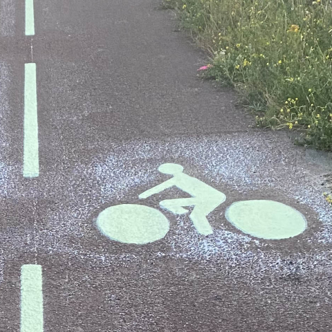 Pour renforcer la sécurité des cyclistes, la MEL expérimente le marquage photoluminescent sur le réseau cyclable structurant métropolitain non-éclairé