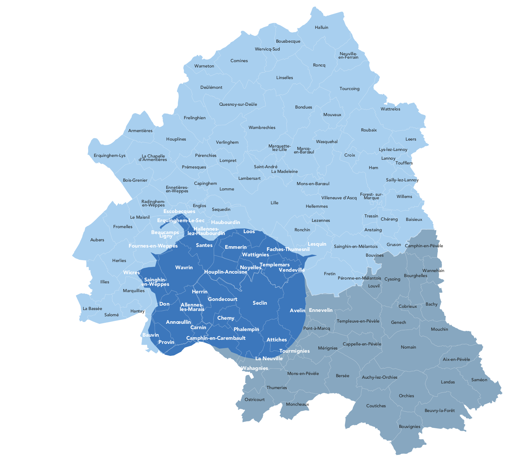 Le territoire des Gardiennes de l'eau sur la Métropole Européenne de Lille et la Communauté de communes Pévèle-Carembault