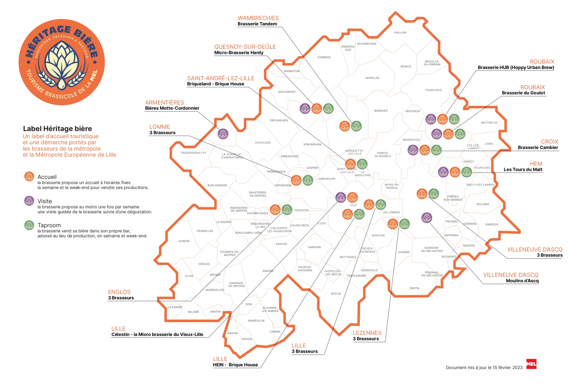 Cartographie des sites brassicoles labellisés de la MEL