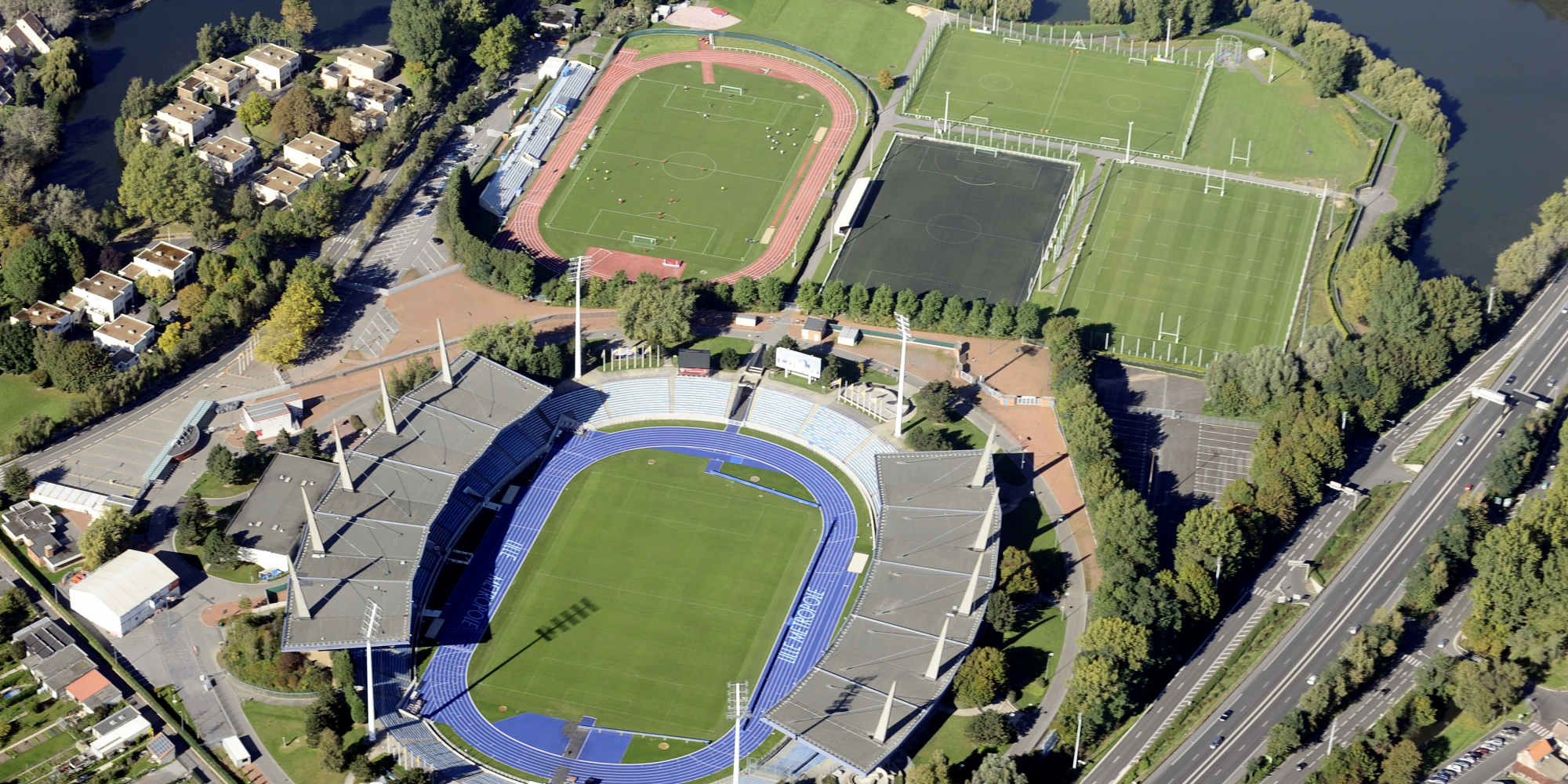 Vue aérienne du Stadium à Villeneuve d'Ascq