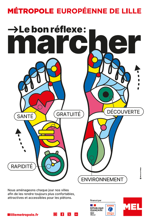 Affiche de campagne : le bon réflexe marcher !