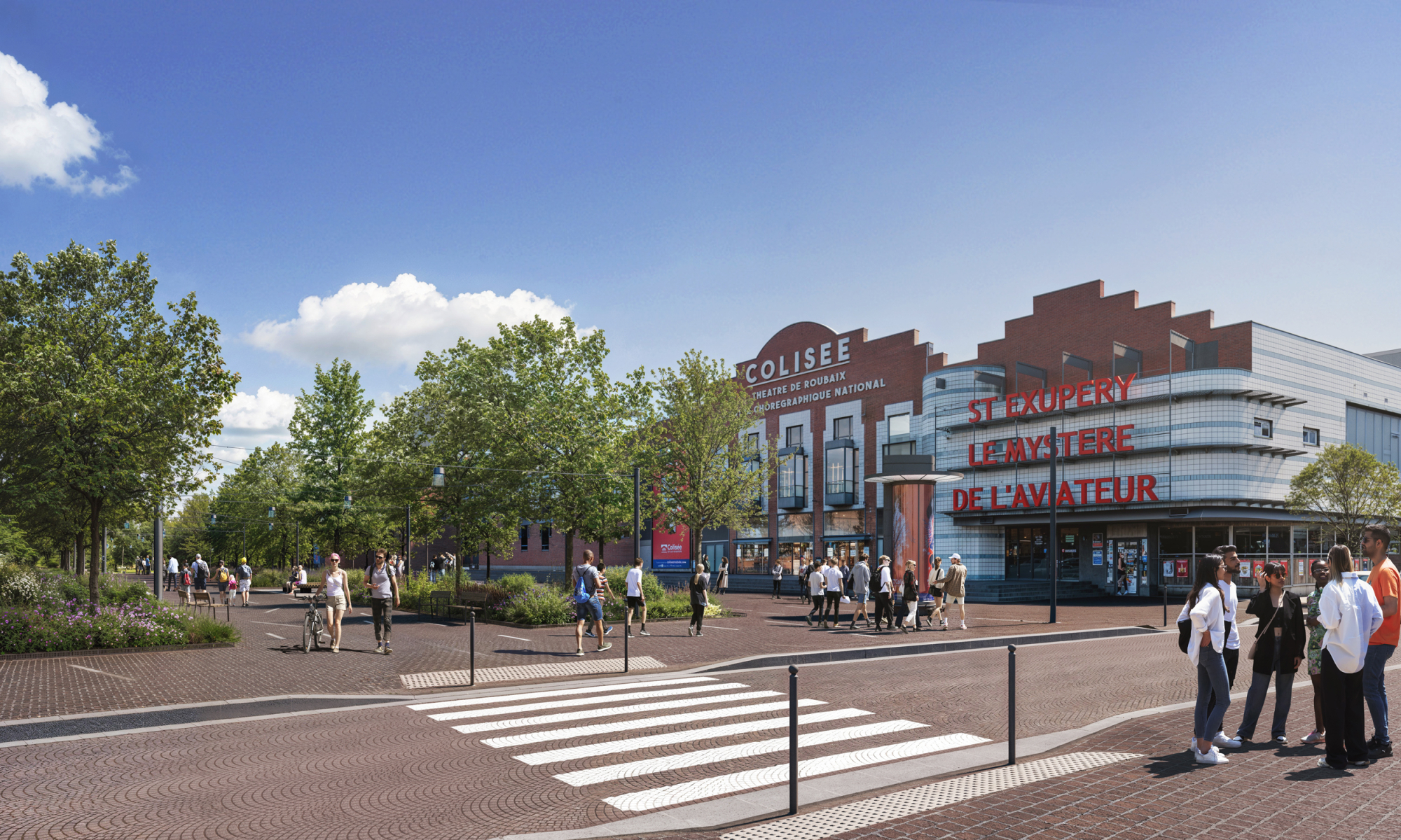 Perspective parvis du Colisée à Roubaix (projet NPNRU)